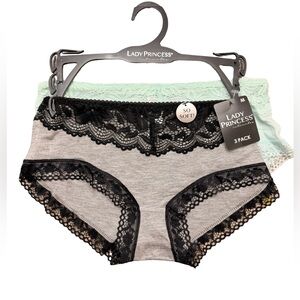 Lady Princess Medium Lace Trim Bottoms - Gray and Mint (2 pair only)